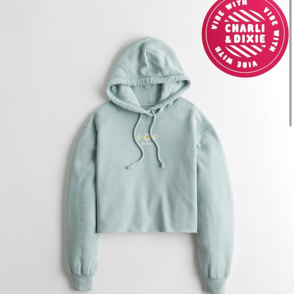 (NWT) Hollister Mint Crop Boyfriend Hoodie